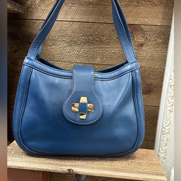 TORY BURCH Serina Hobo Blue Leather Shoulder Bag - Picture 2 of 13